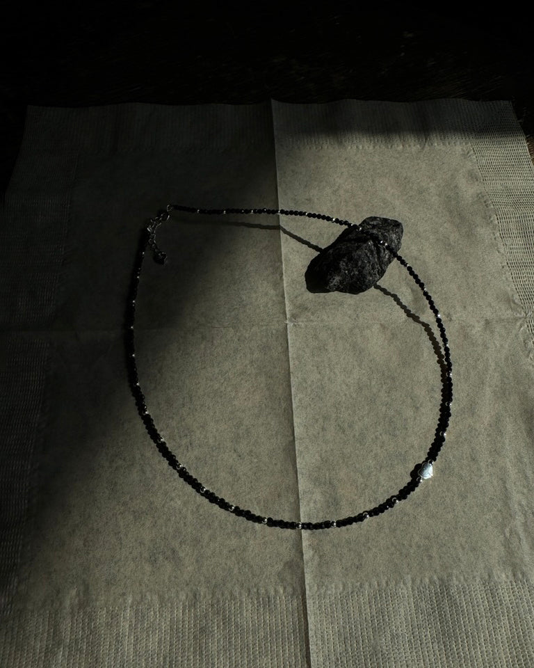 Black Shimmer & Silver Bead Necklace