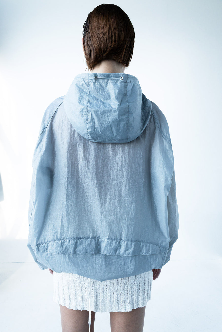 Sheer Hooded Windbreaker With Large Pockets - Gray