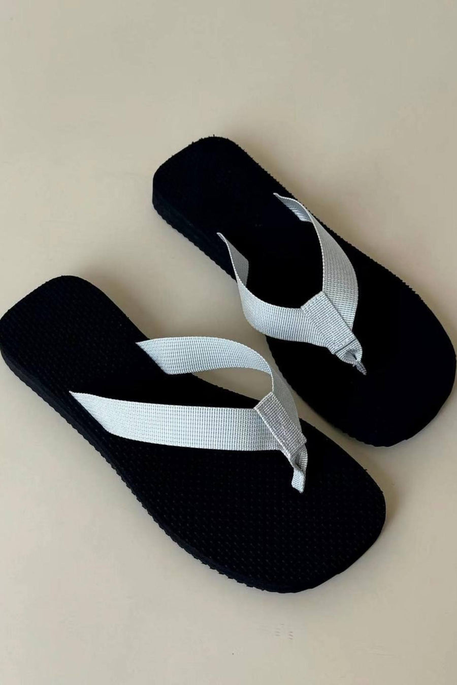 Woven Thong Strap Flip Flops - Silver