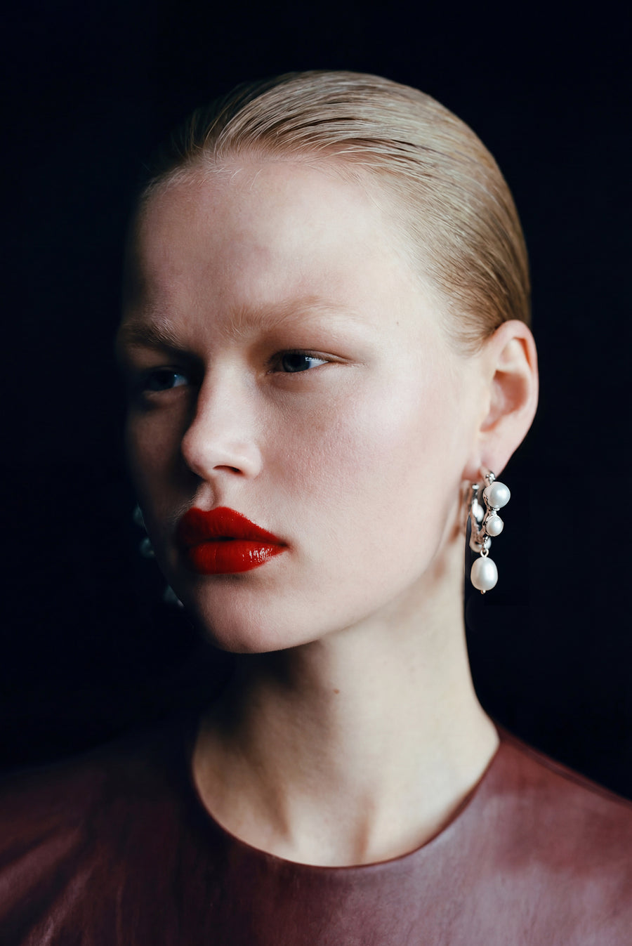 Pearl Branch Hoop Earrings – Silver