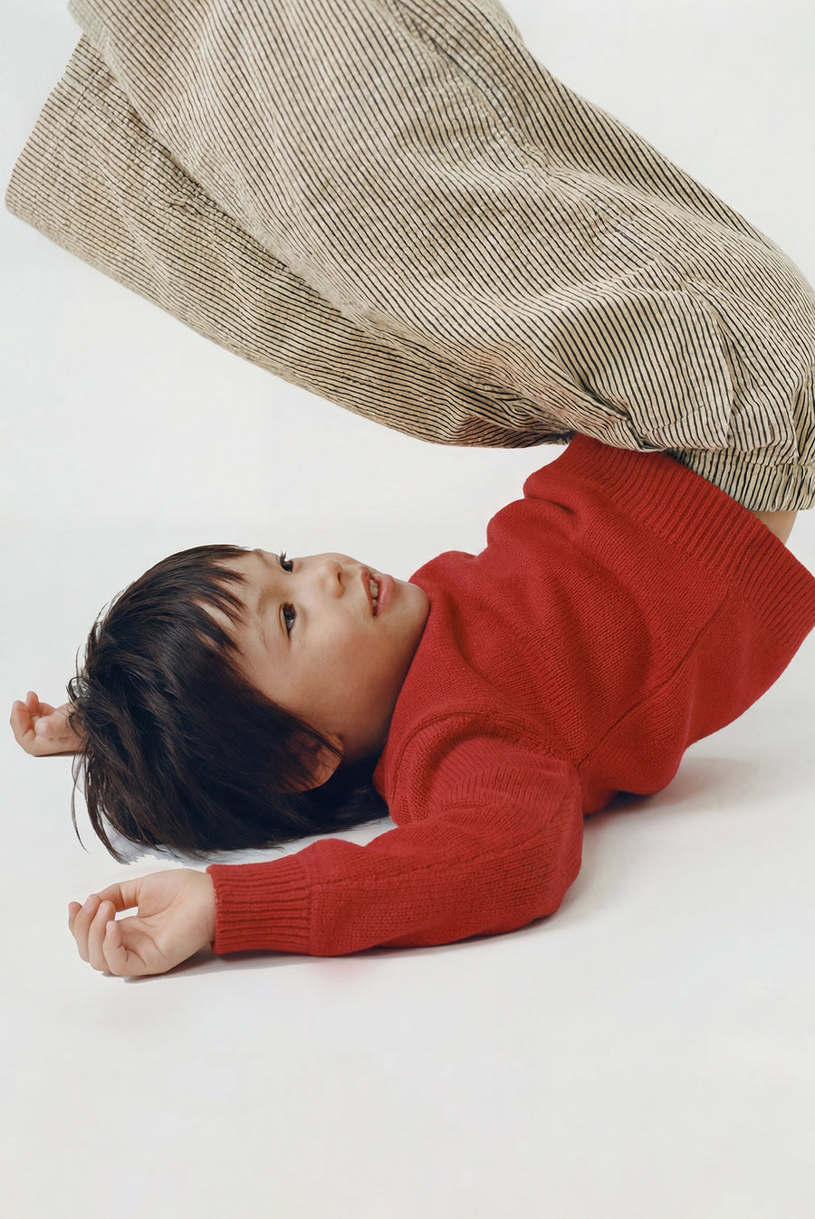 Kids - Striped Cotton Wide Leg Pant - Cream/Black