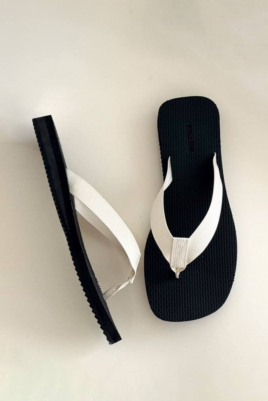 Woven Thong Strap Flip Flops - White