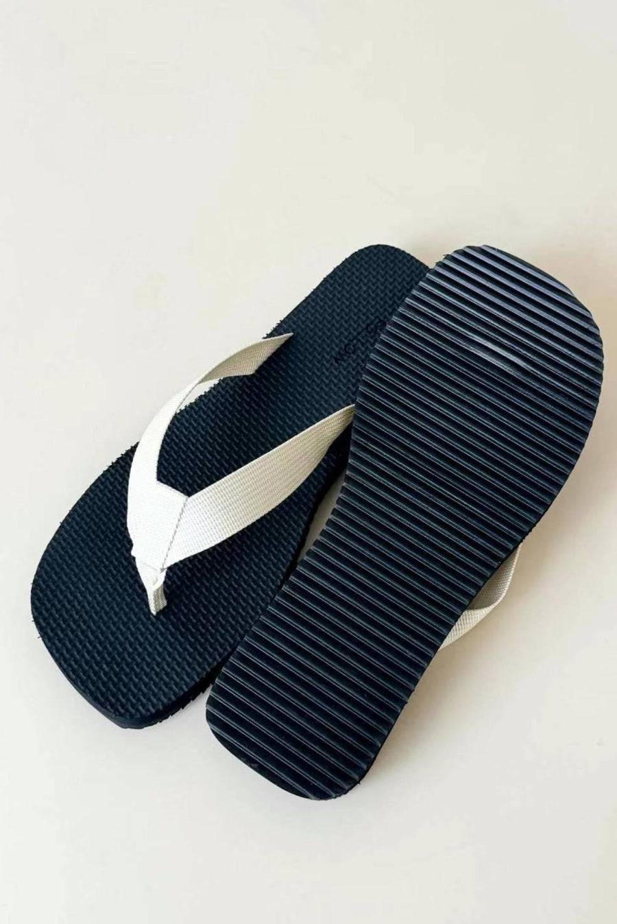 Woven Thong Strap Flip Flops - White