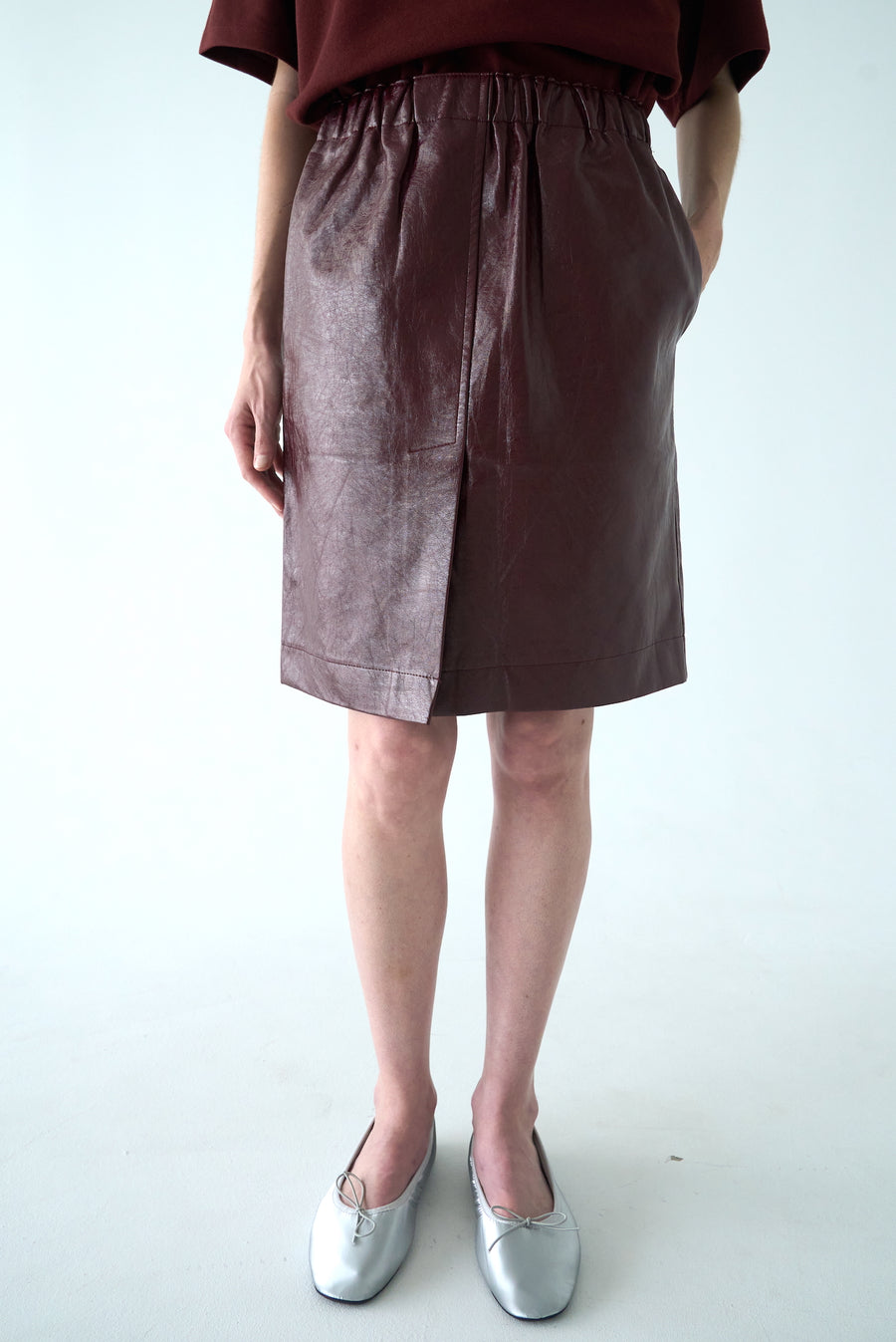 Patent Pencil Skirt - Wine