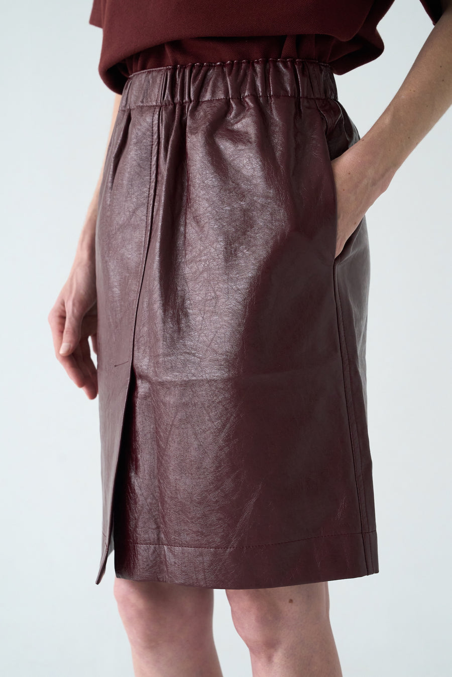 Patent Pencil Skirt - Wine