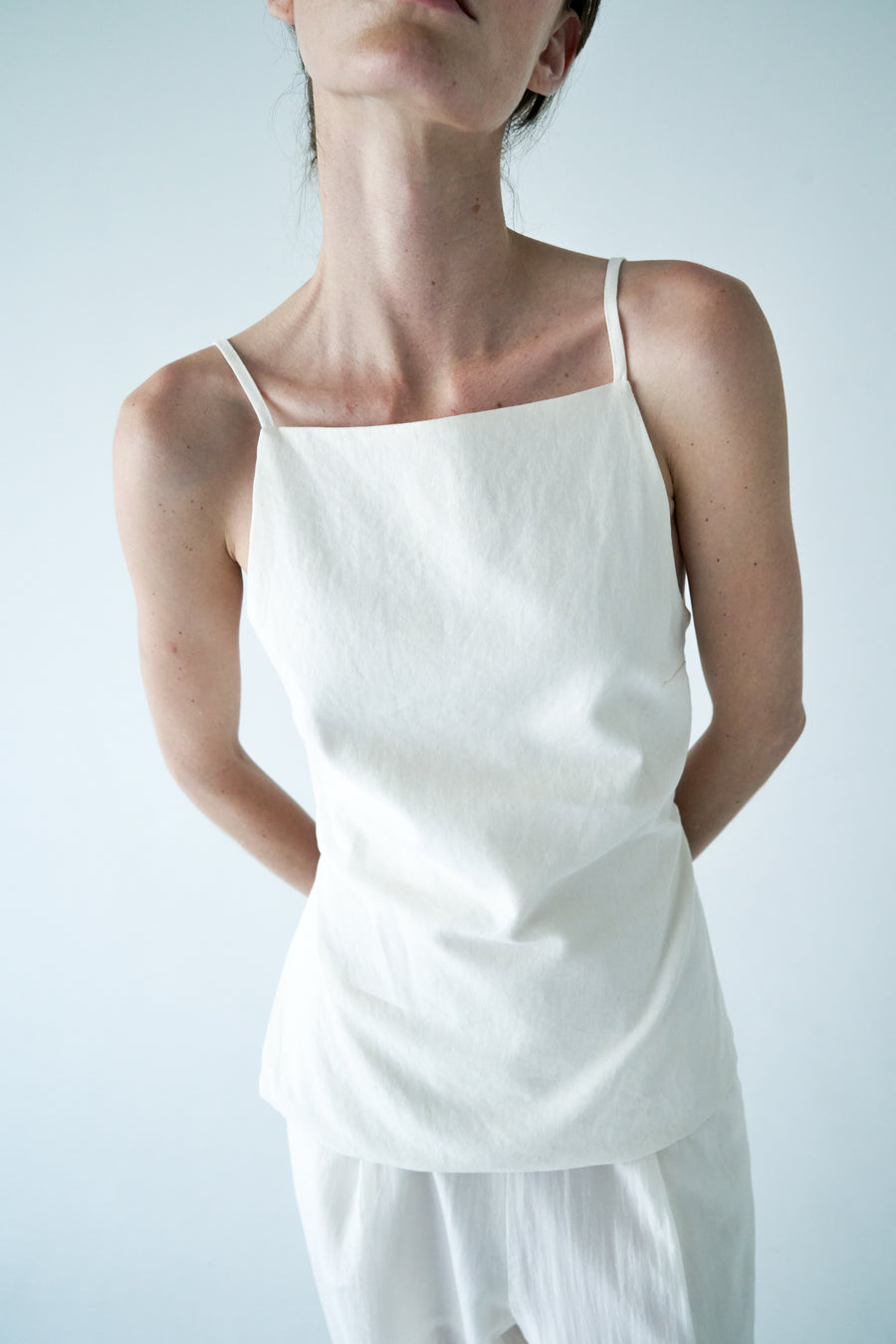 Square Neck Open Back Top - White