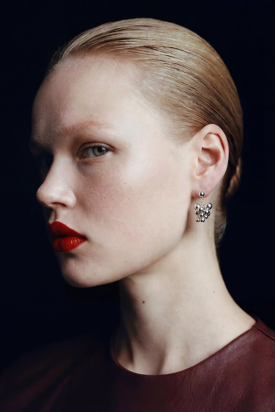 Grape Cluster Drop Earrings – Silver