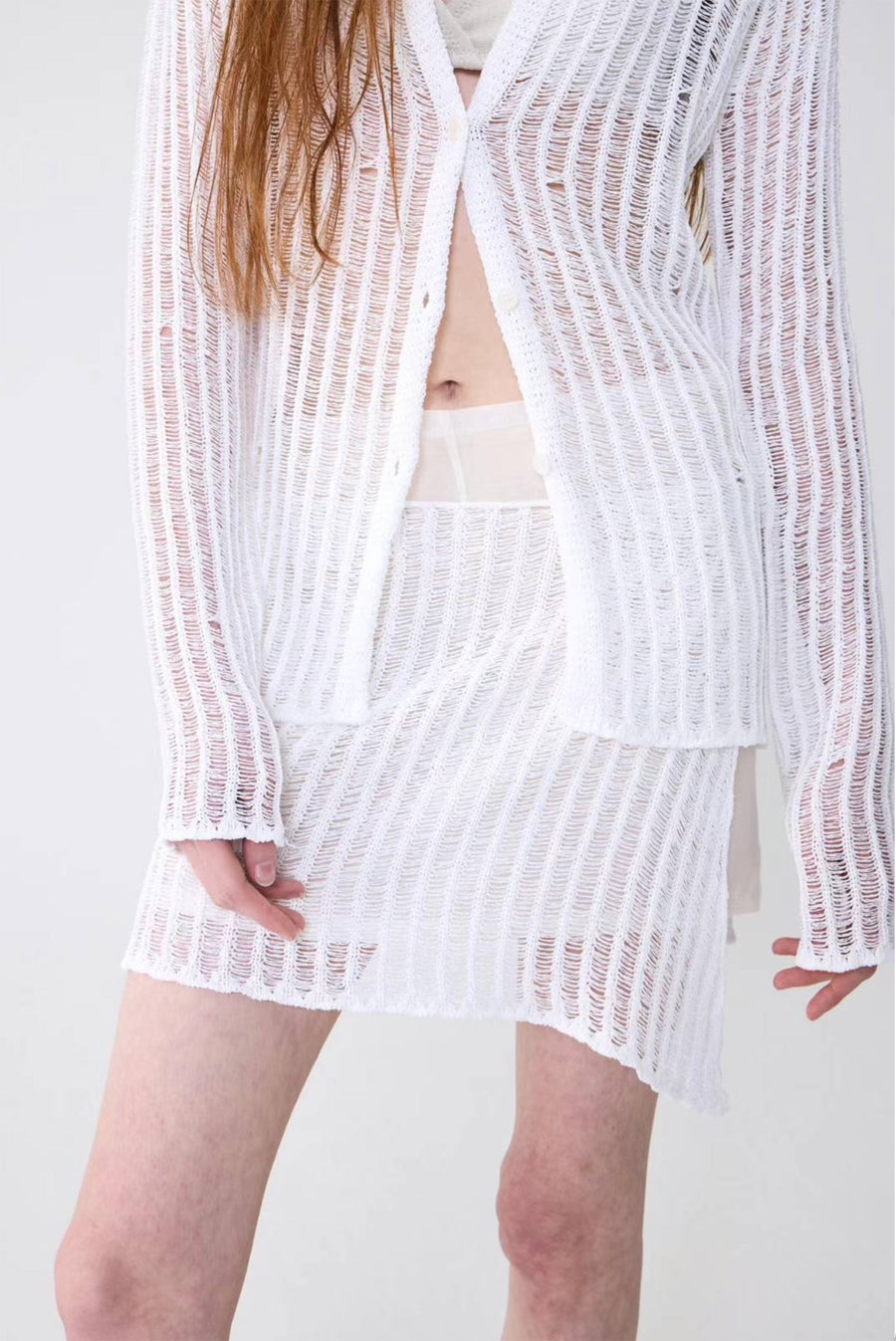 Loose Knit Long Sleeve Top With Overlay Skirt