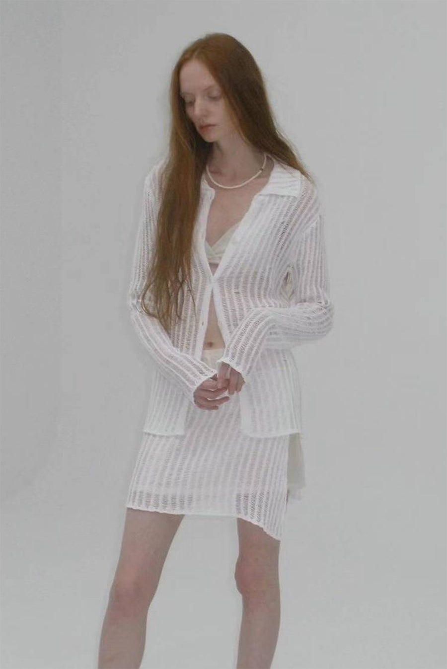 Loose Knit Long Sleeve Top With Overlay Skirt