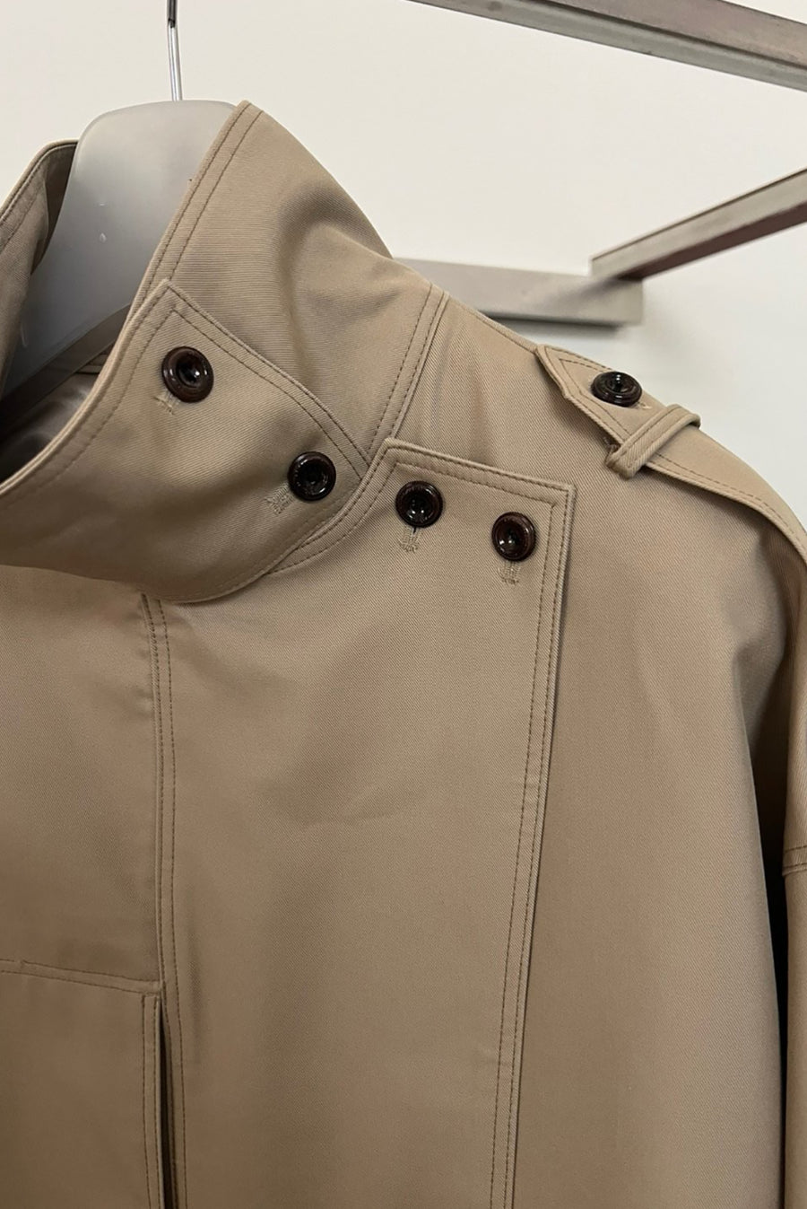 Asymmetrical Belted Trench Jacket - Khaki