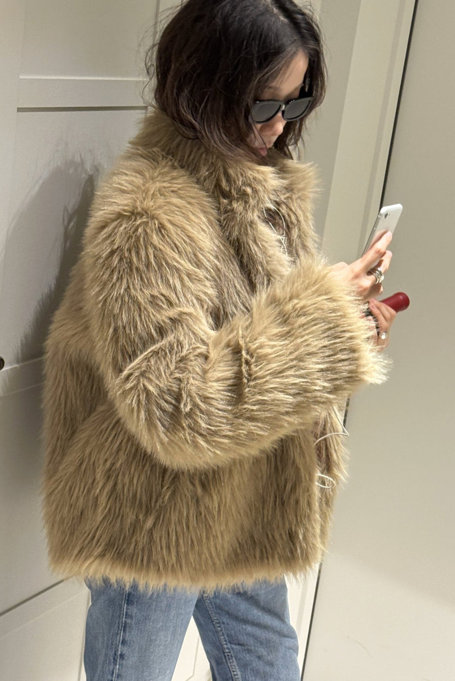 Minky Fur Coat - Camel