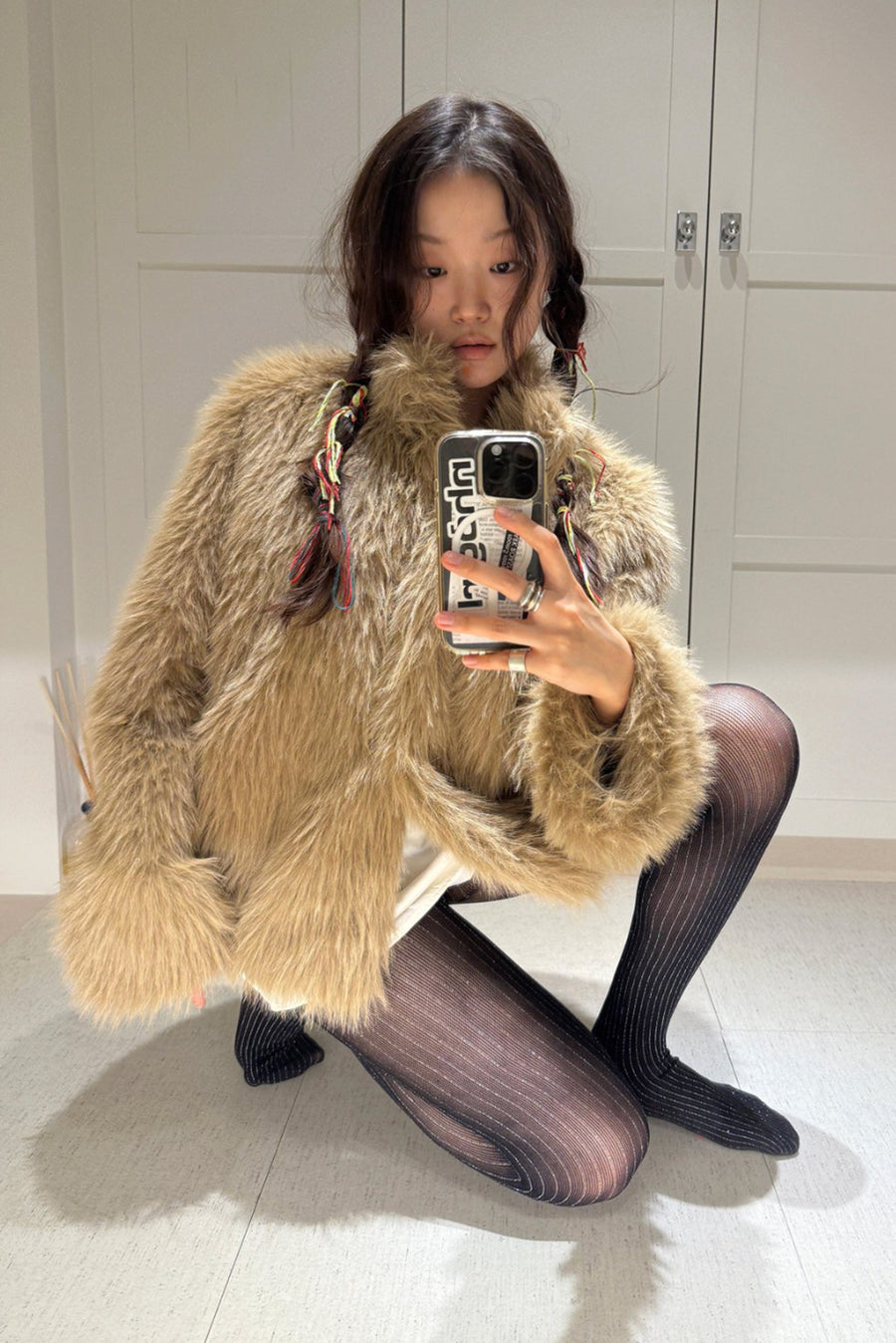 Minky Fur Coat - Camel