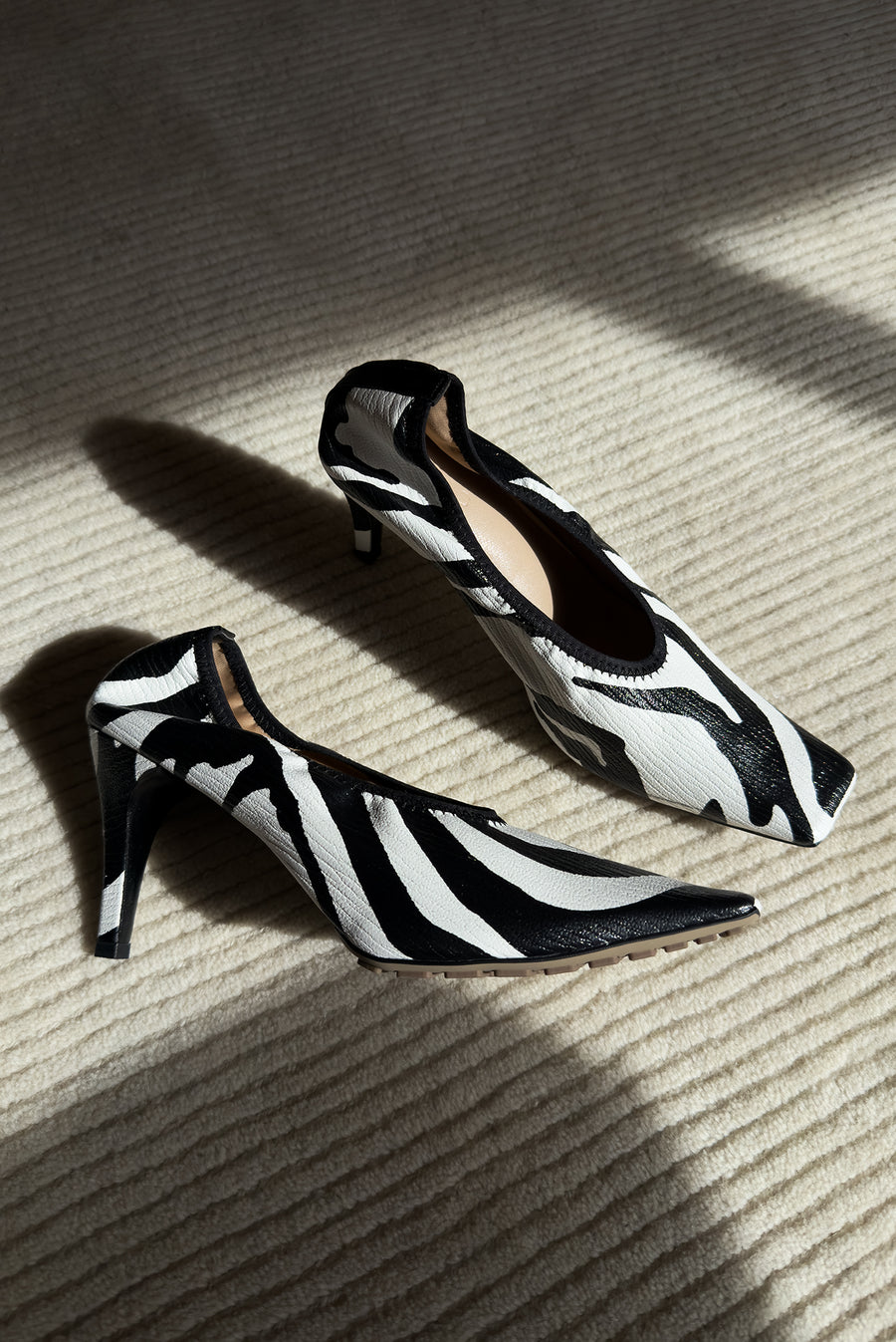 Textured Square Toe Sculpted Heel - Zebra