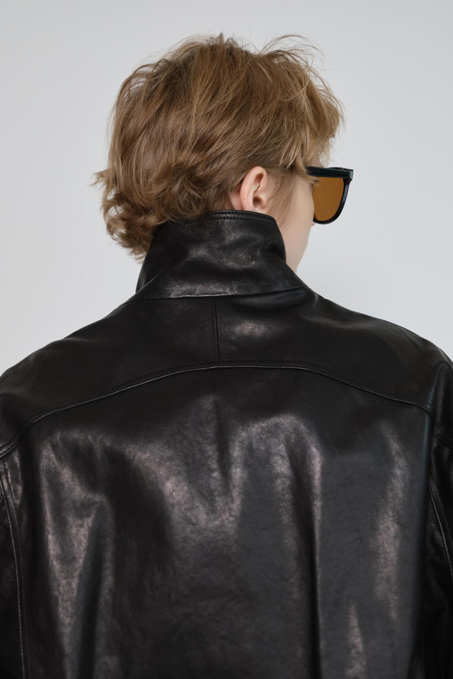 Oversized Moto Leather Jacket With Pockets