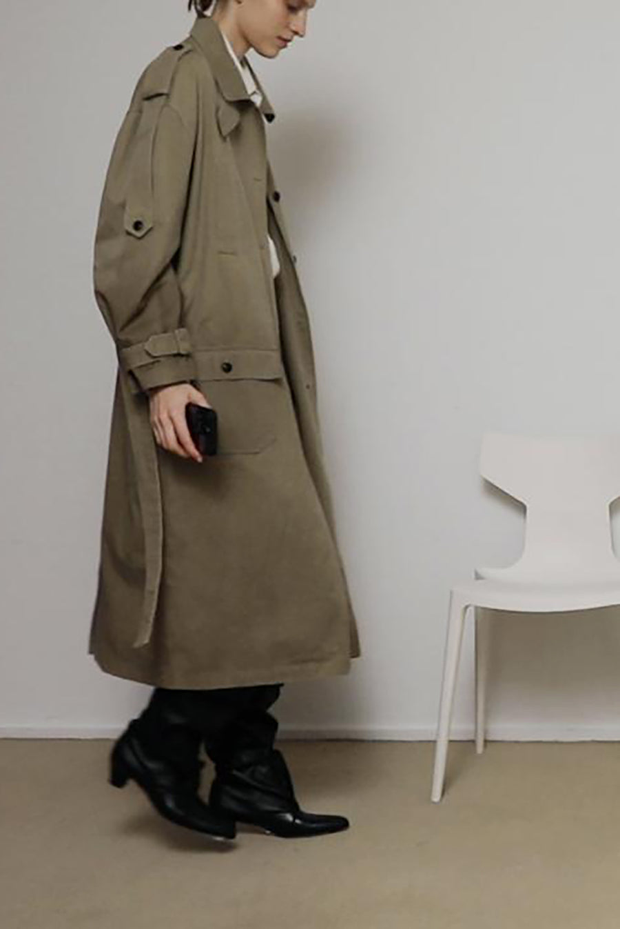 Khaki Oversized Utility Trench Coat