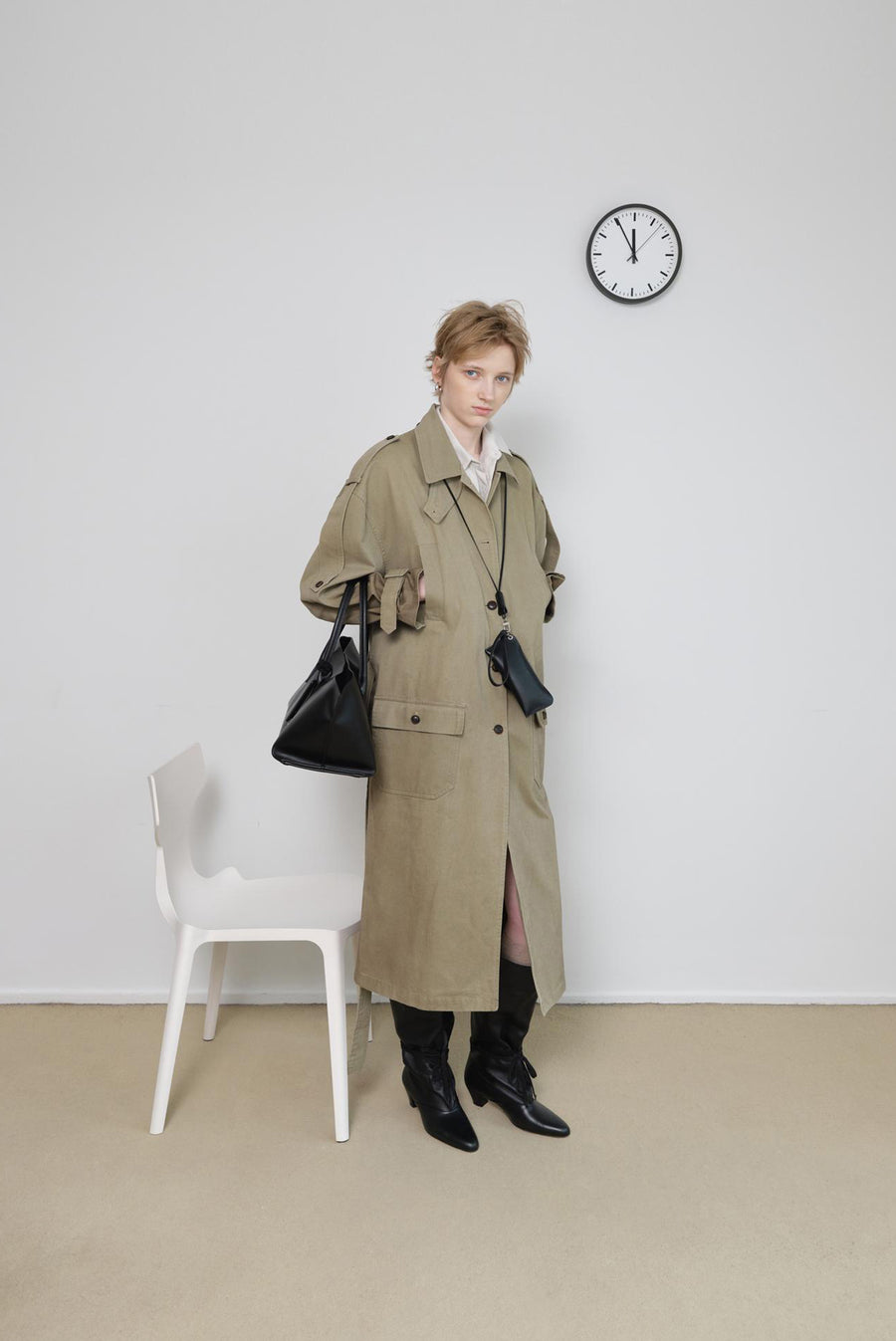 Khaki Oversized Utility Trench Coat