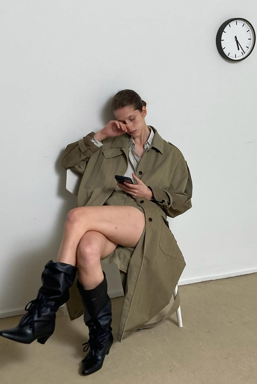 Khaki Oversized Utility Trench Coat