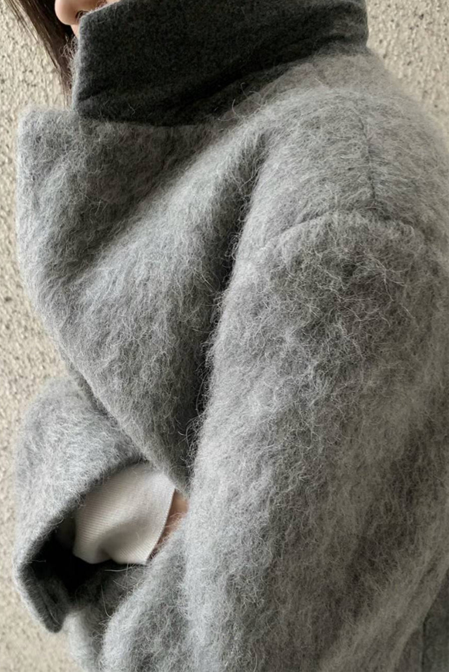Long Brushed Coat - Gray
