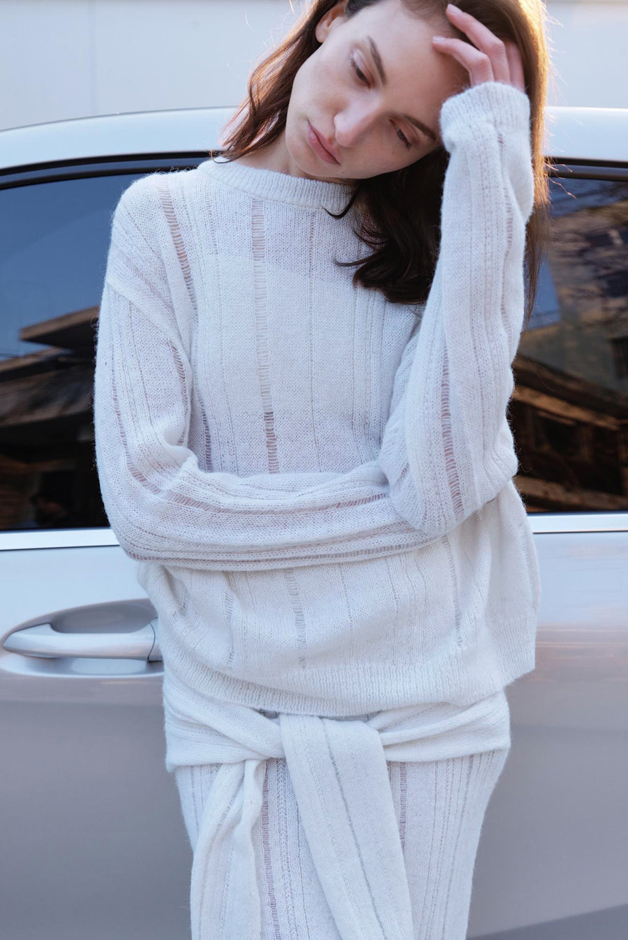 Alpaca Knit Skirt - Light Gray