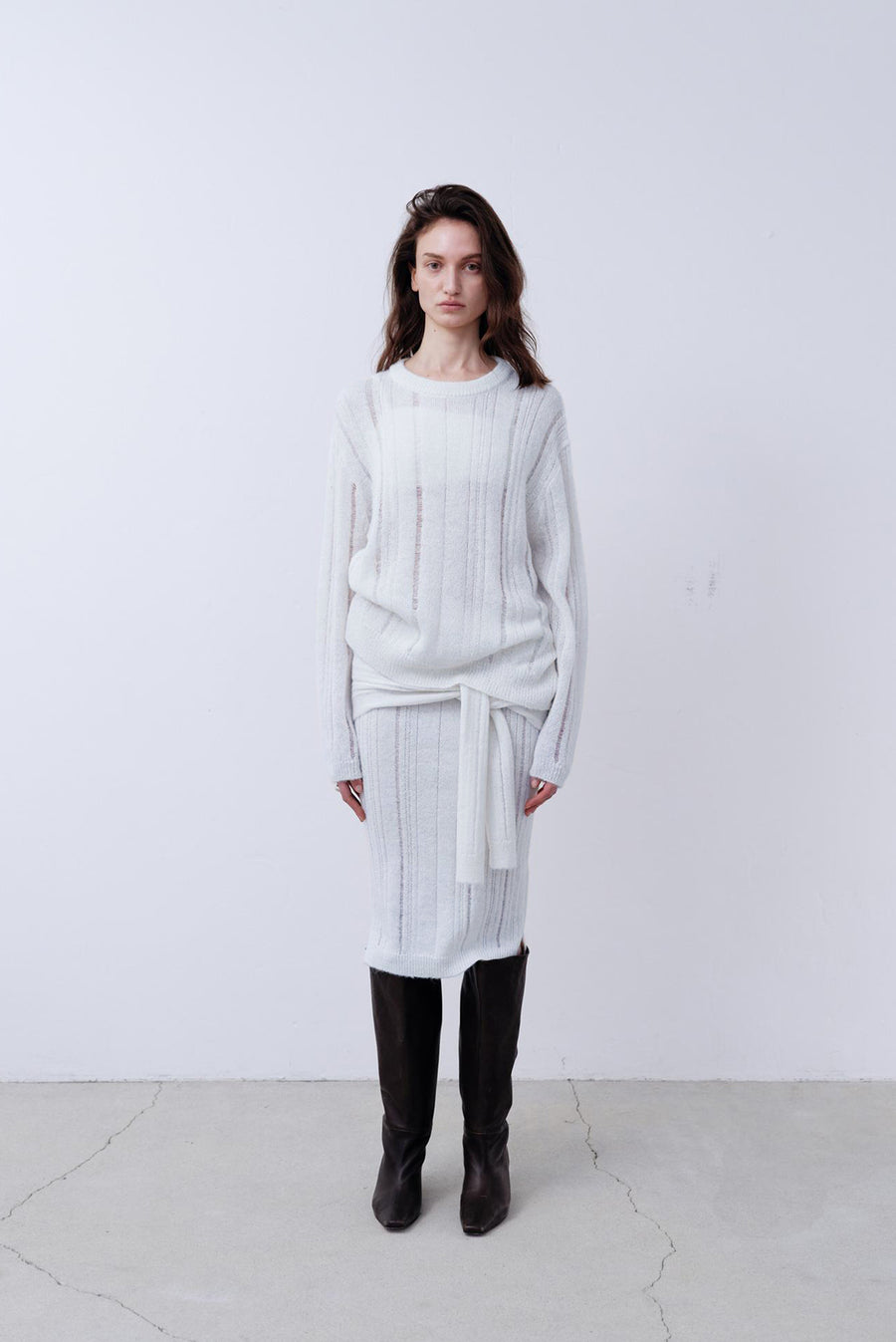 Alpaca Knit Skirt - Light Gray