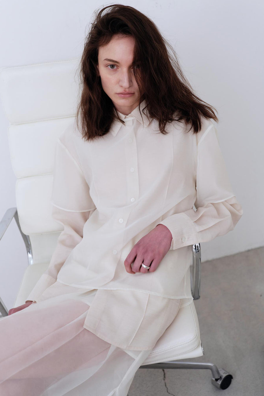 Sheer Short Sleeve Top - White