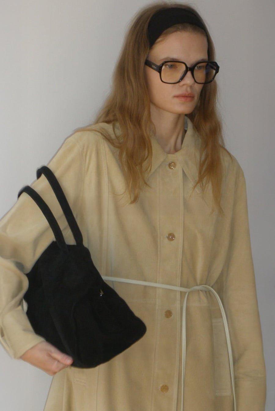 Suede Button Jacket - Camel