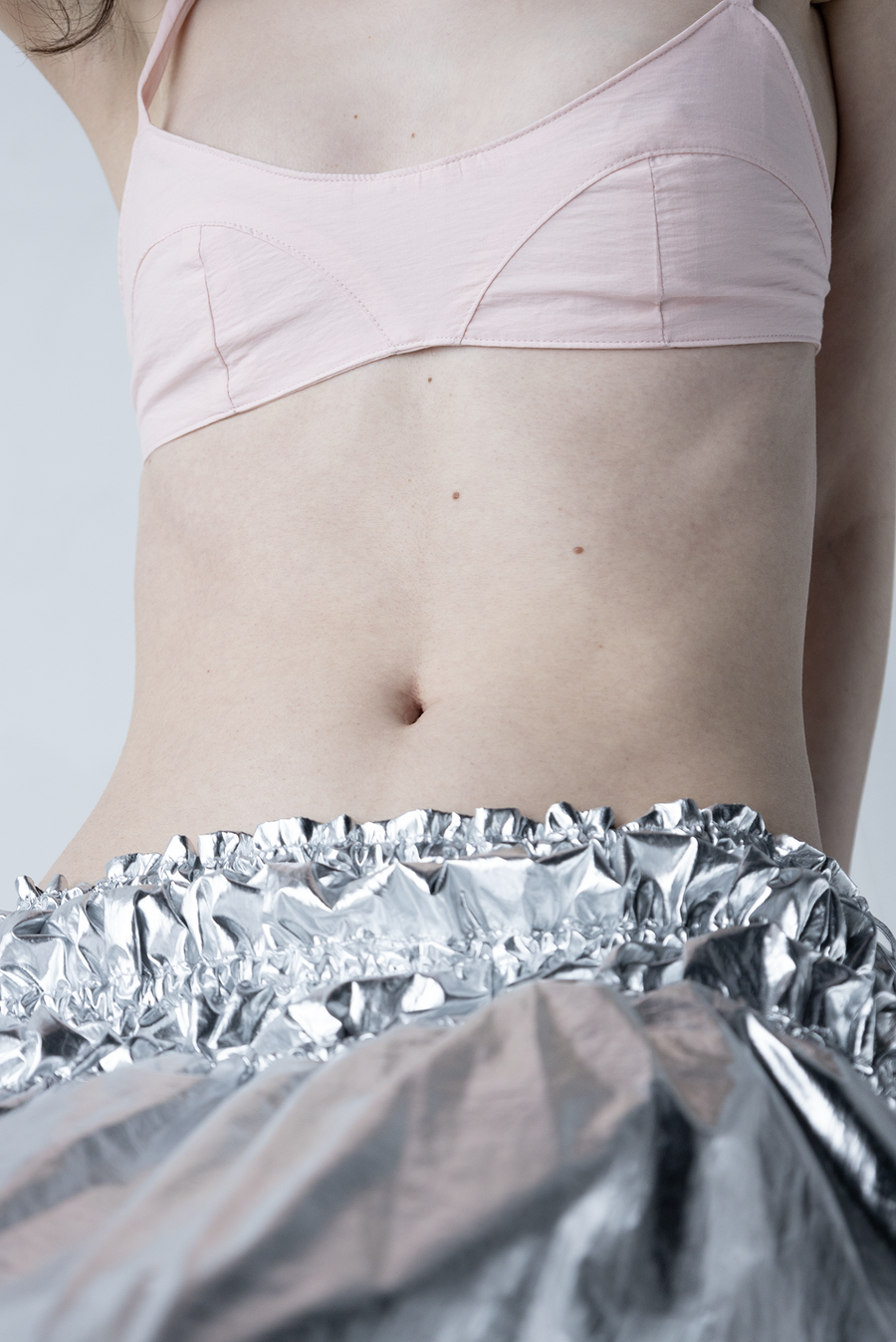 Silver Metallic Low-Rise Skirt