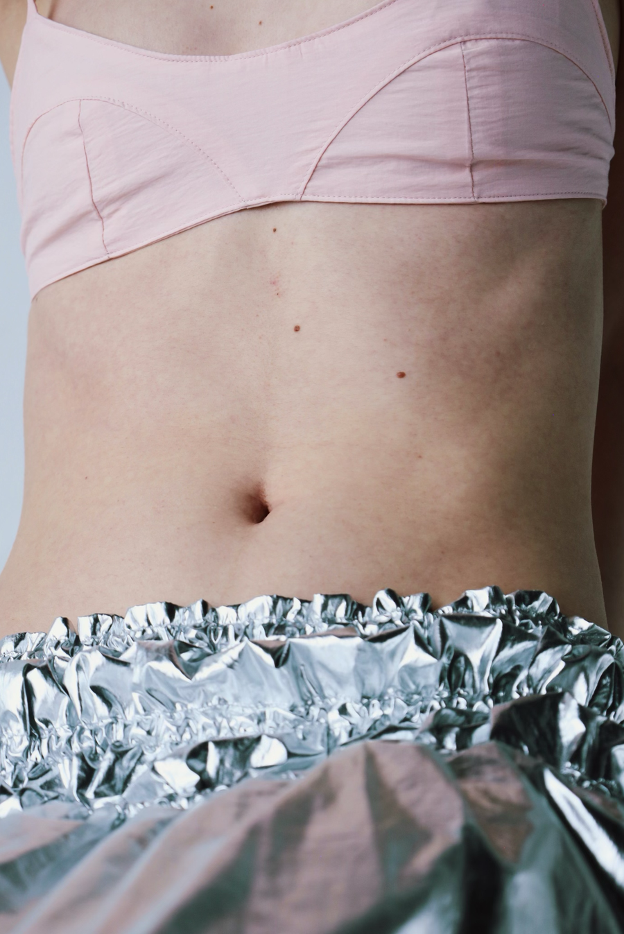 Silver Metallic Low-Rise Skirt