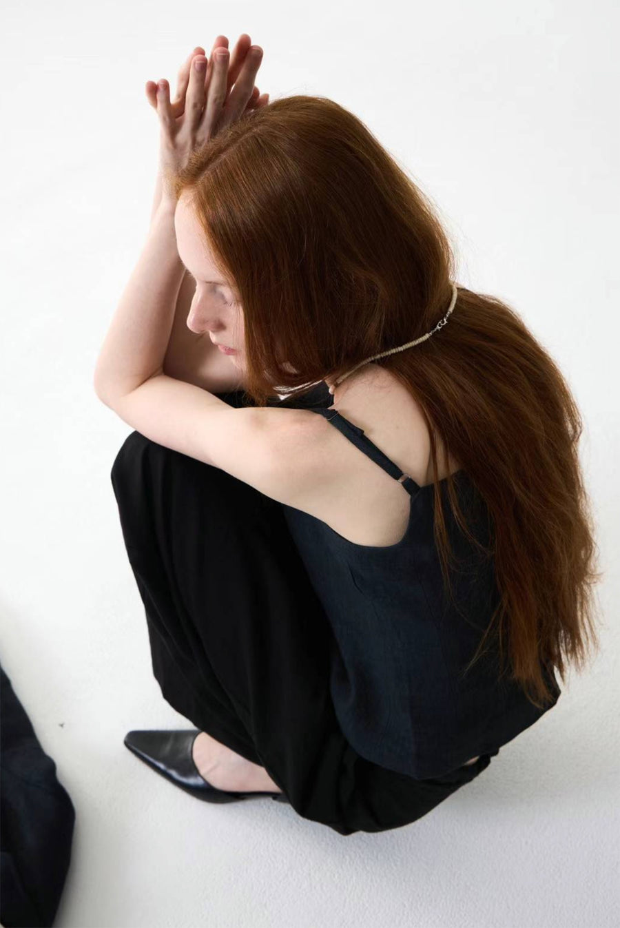 Charm Side Gathering Tank Dress - Black