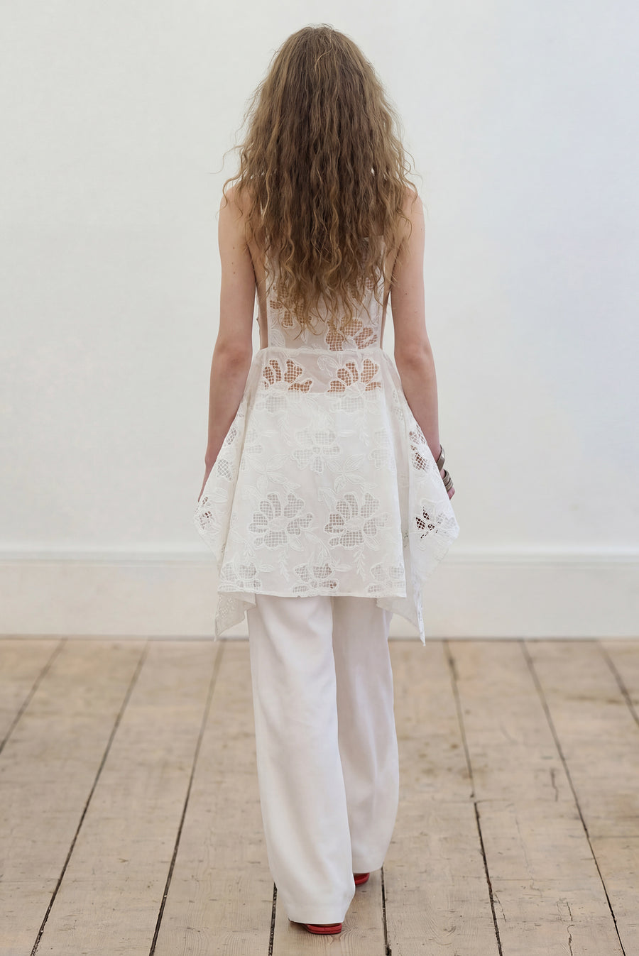 Embroidered Apron Top - White