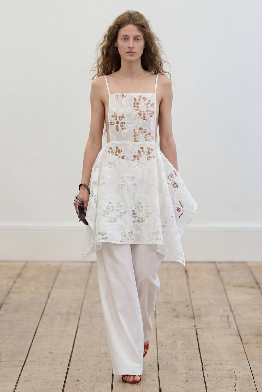 Embroidered Apron Top - White