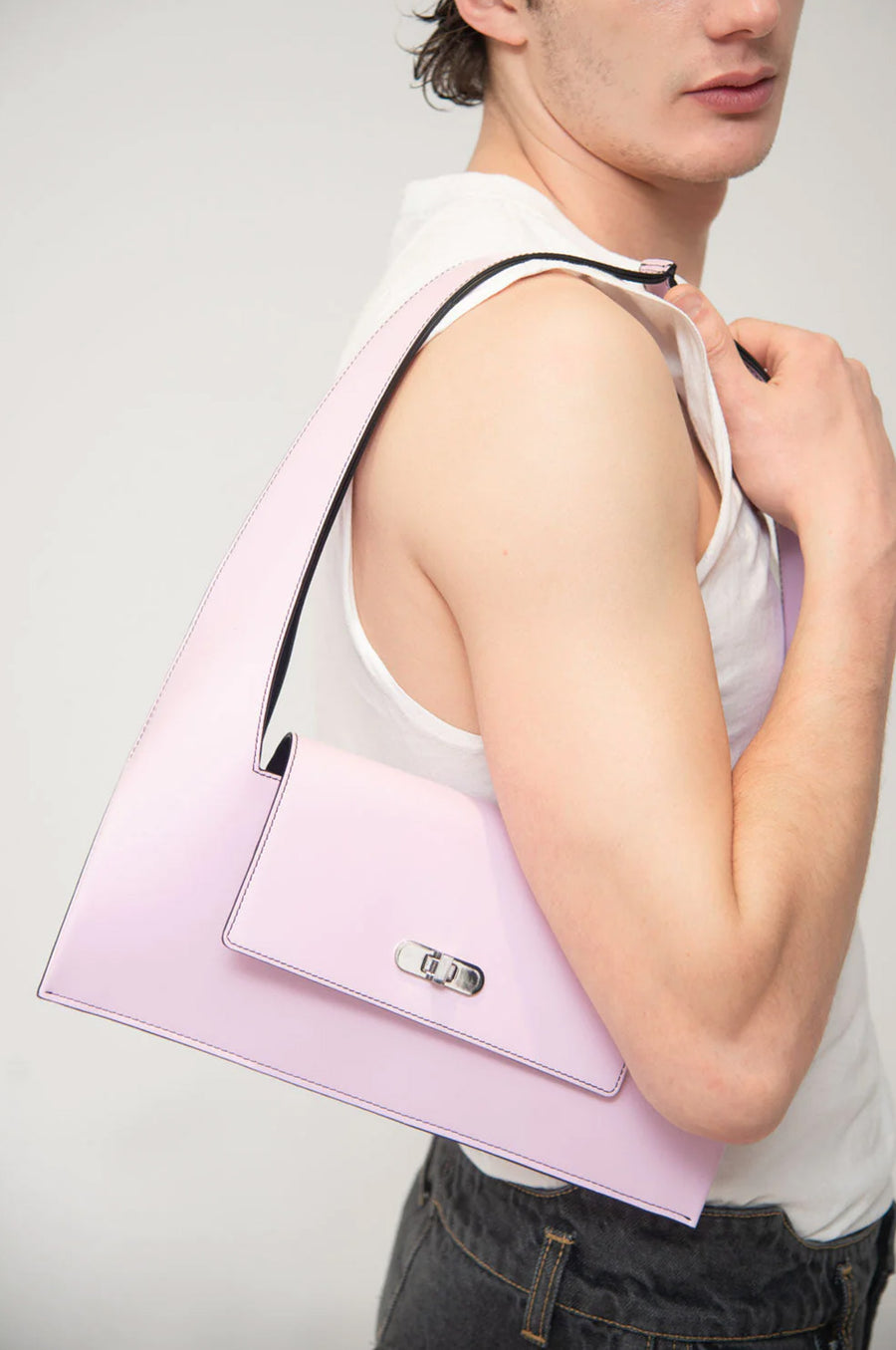 Audette - Baguette Baby Pink Boxcalf Bag