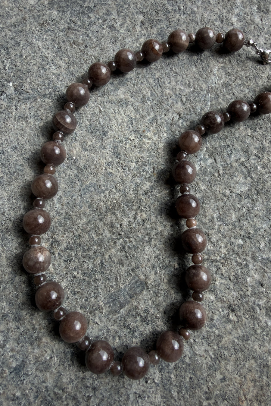Stone Beaded Necklace – Gray