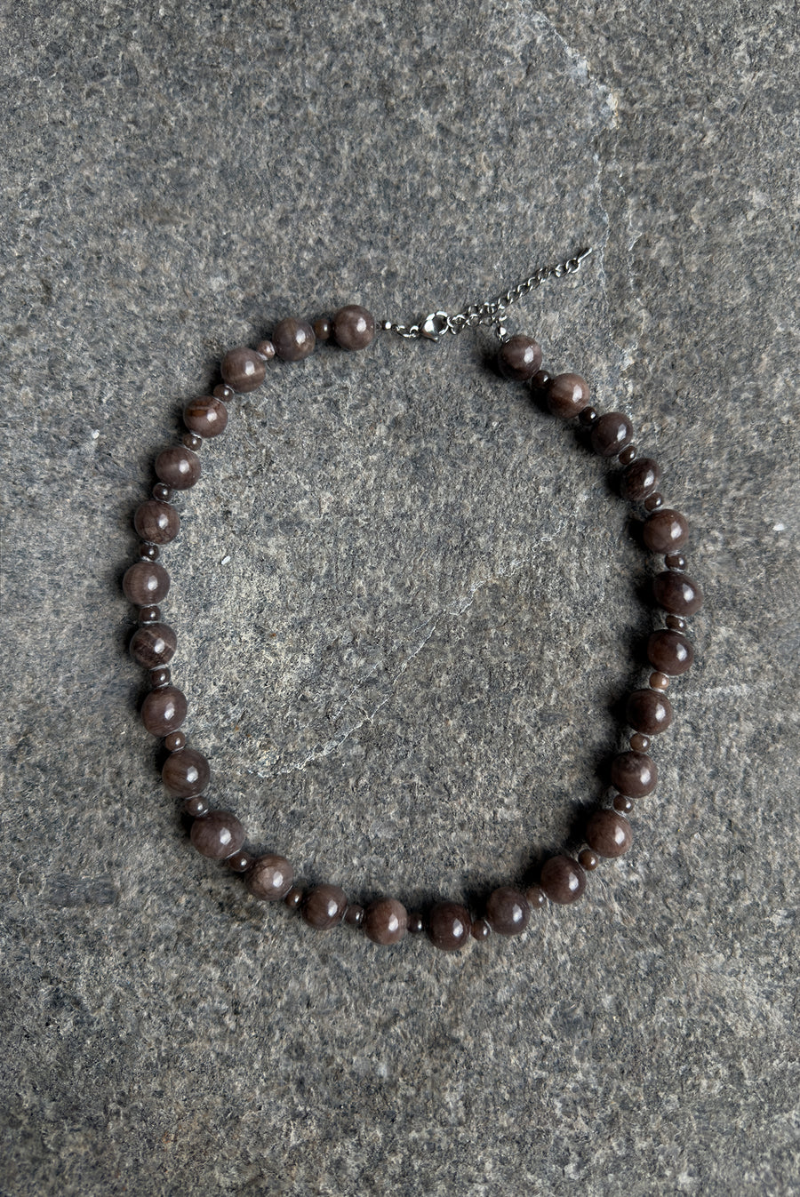 Stone Beaded Necklace – Gray