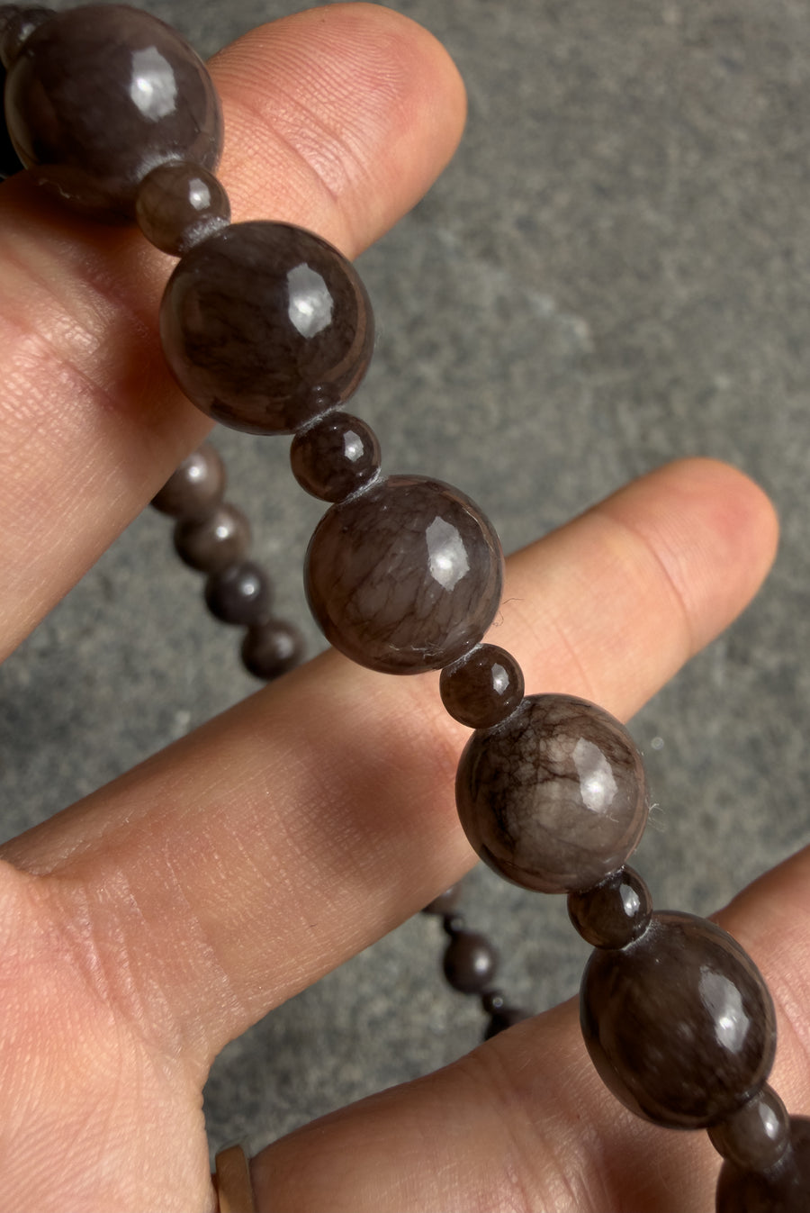 Stone Beaded Necklace – Gray
