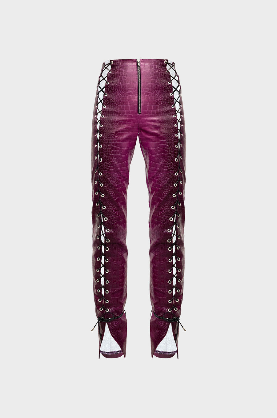 Leo - Angel Vegan Croco Leather Pant with Lacing