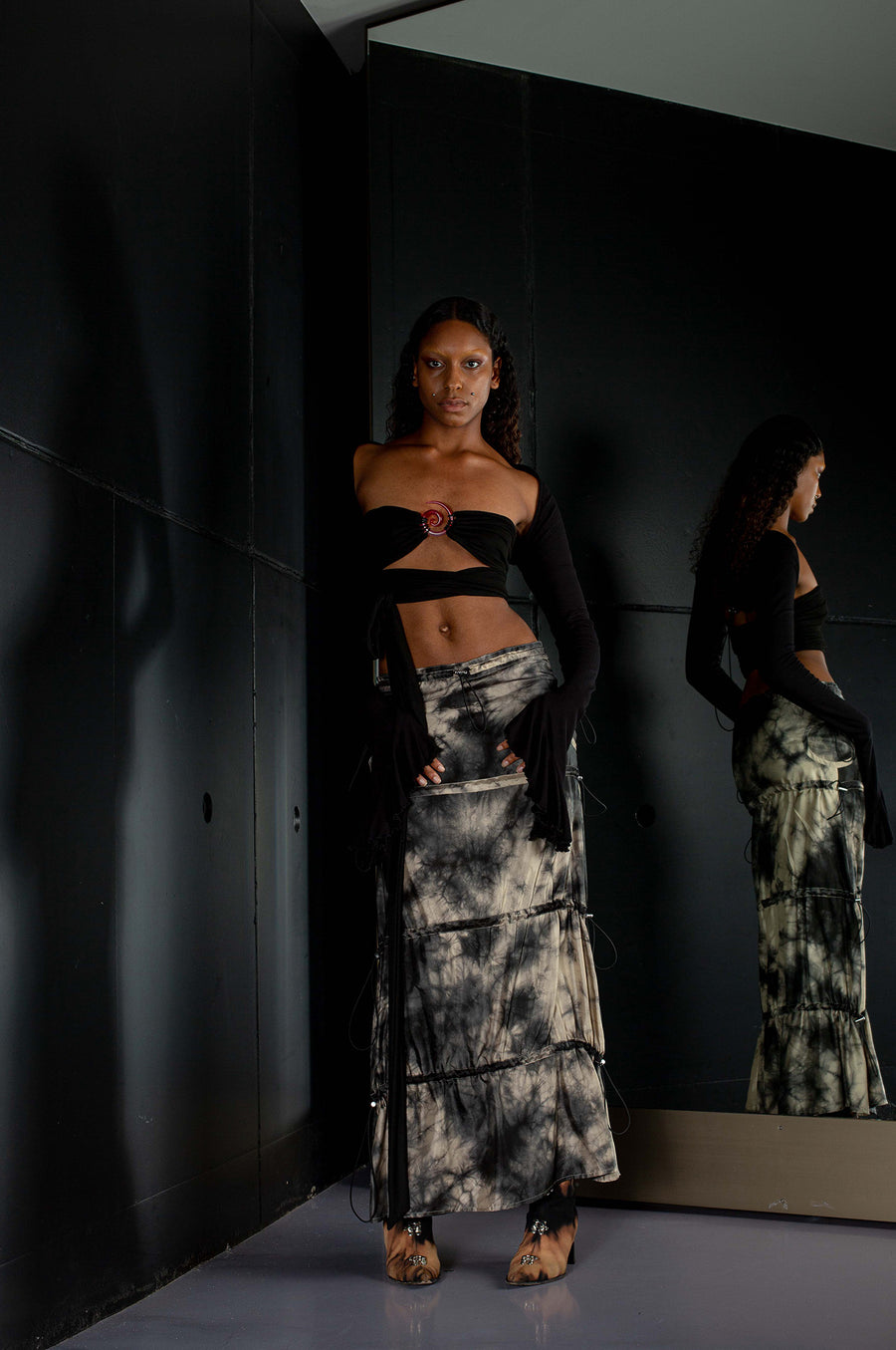 Leo - Shideh Tie Dye Viscose Gathered Long Skirt / Dress