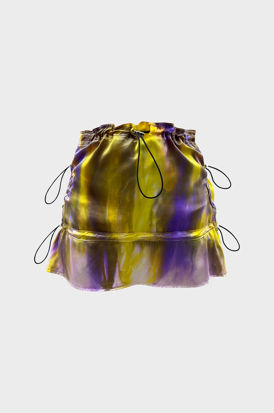 Leo - Raincloud Tie Dye Silk Gathered Short Skirt / Top