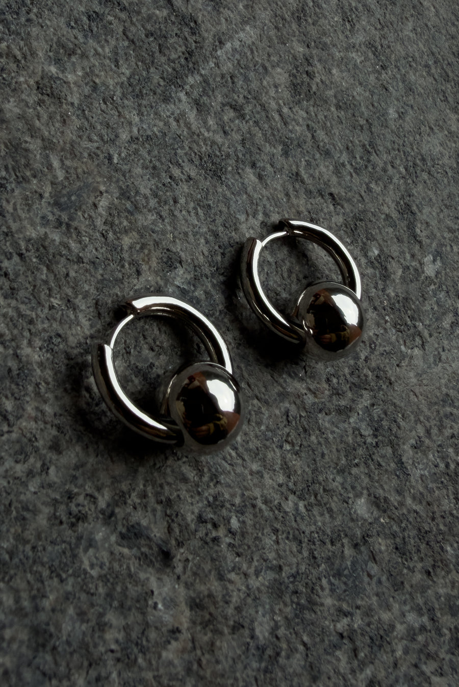 Silver Ball Hoop Earrings