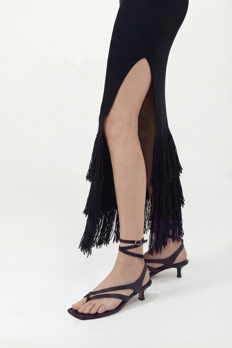 Ankle Wrap Thong Sandal - Black