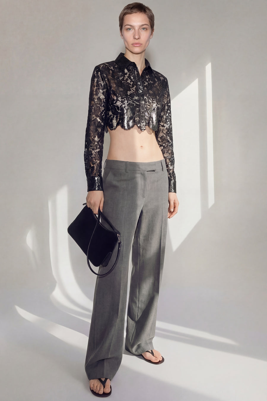 Coperni - Lace Cropped Shirt