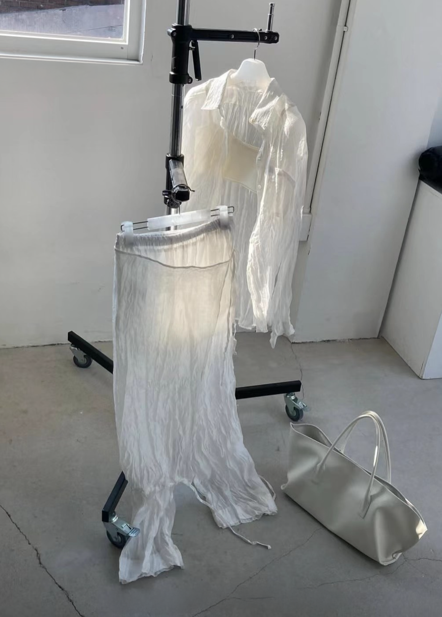 Textured Translucent Overlay Trouser