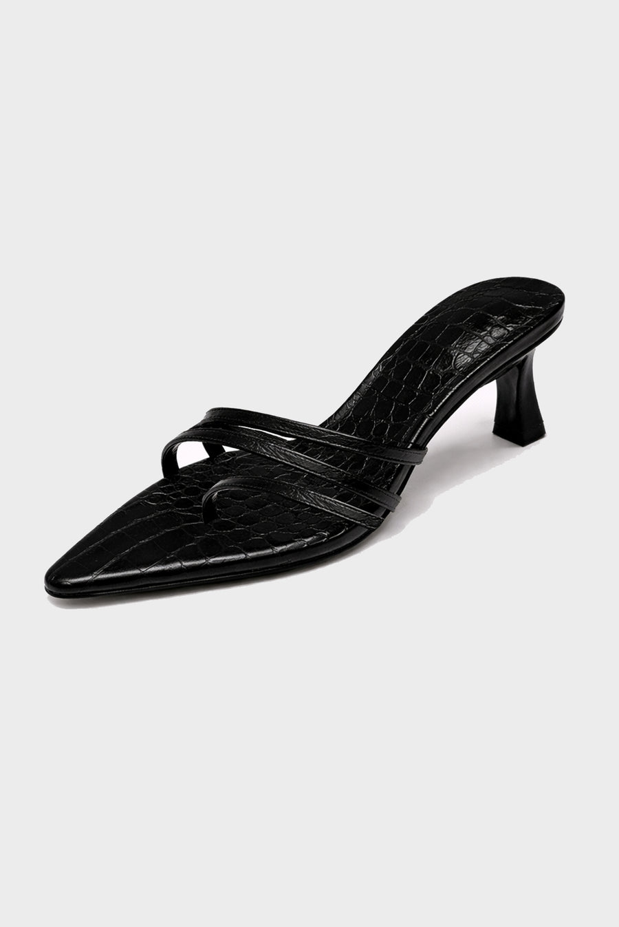 Croc Kitten Sandals - Black
