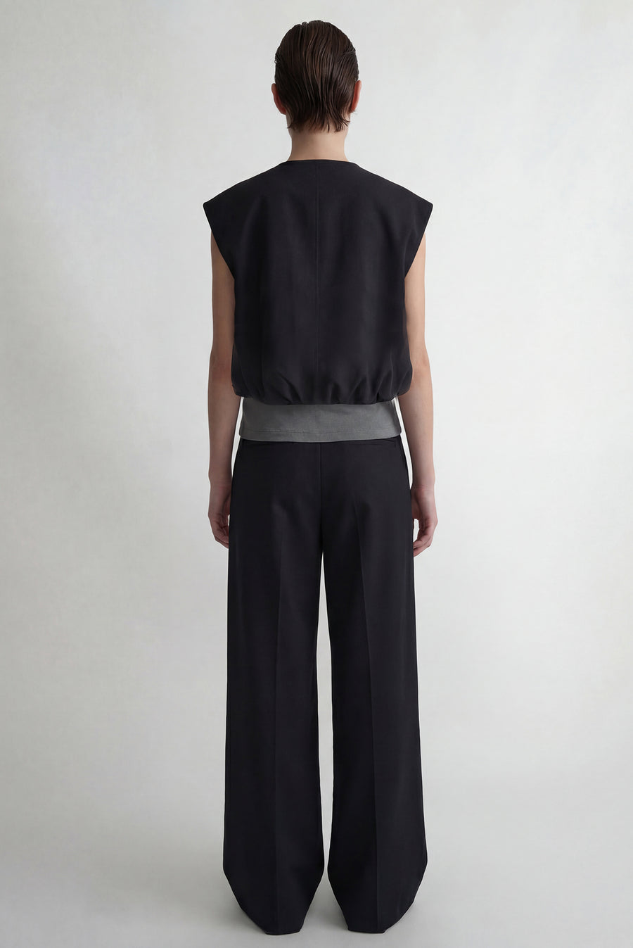 Zip-Up Bubble Crop Vest - Navy