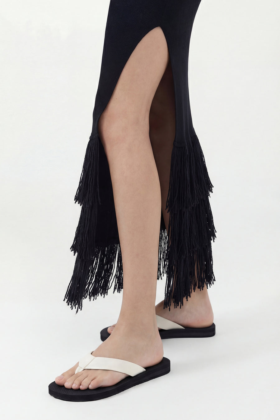 Woven Thong Strap Flip Flops - White