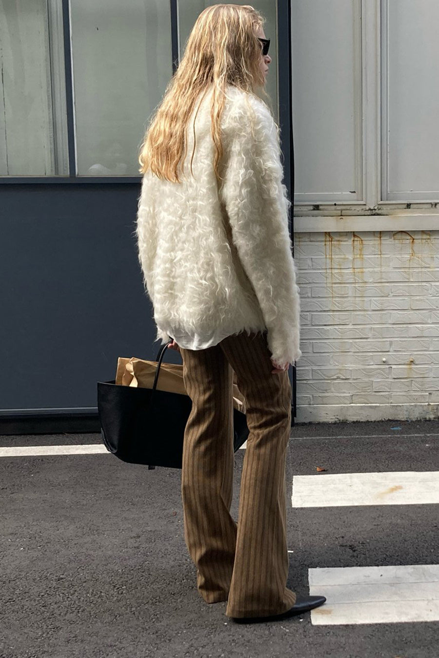 Brushed Oversized Sweater - White