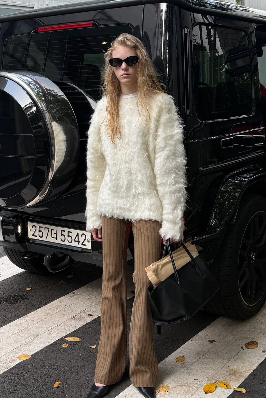 Brushed Oversized Sweater - White