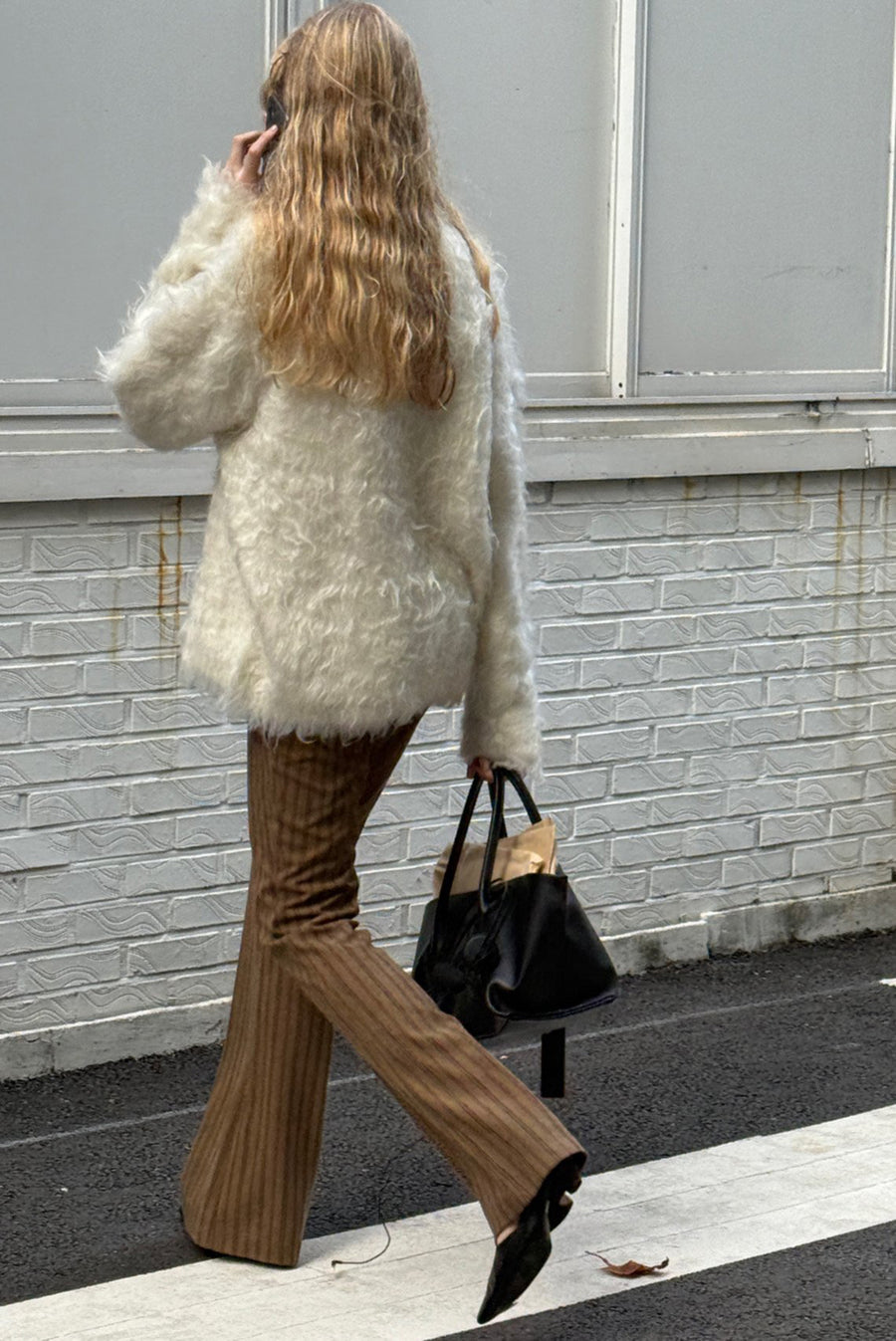 Brushed Oversized Sweater - White