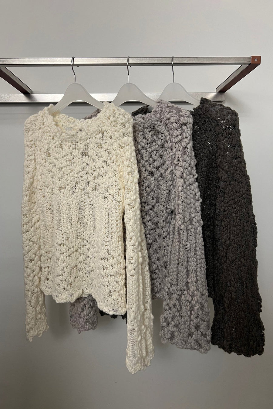 Textured Bubbled Knit - White