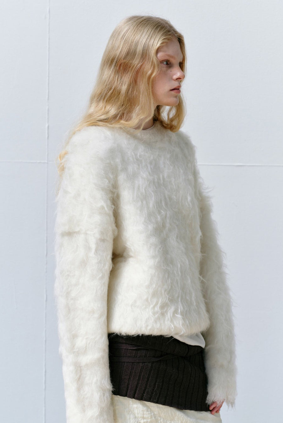 Brushed Oversized Sweater - White